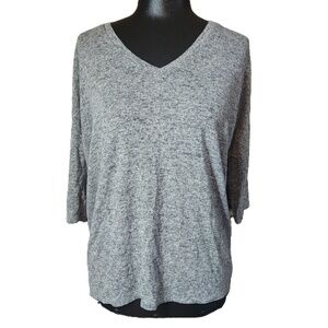 Express Heather Gray V Neck Three Quarter Sleeve Blouse Extra Small